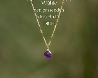 Energie Edelstein Kette 18 Karat vergoldet*goldene Heilstein Halsketten* spirituelles Geschenk