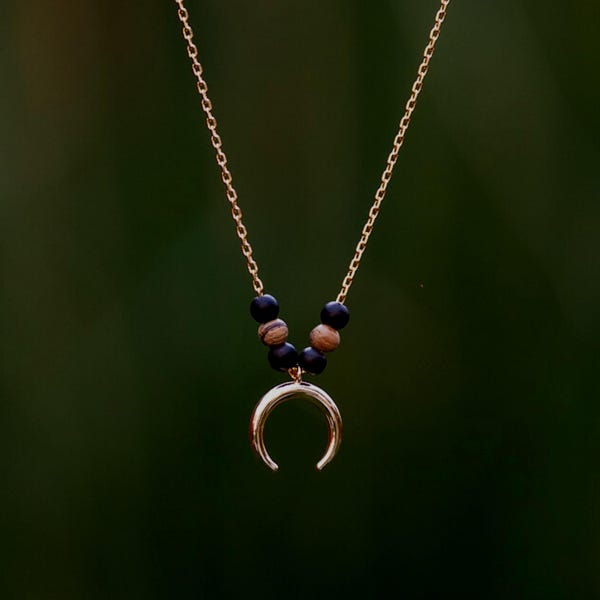 Crescent Moon Necklace, 18k Gold Plated | Golden Moon Necklace | Spiritual Gift | Yoga Jewelry | Boho Jewelry | Yoga Gift