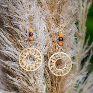 Sun earrings with topaz gemstones*Spiritual gift*Gemstone statement earrings*Boho jewelry