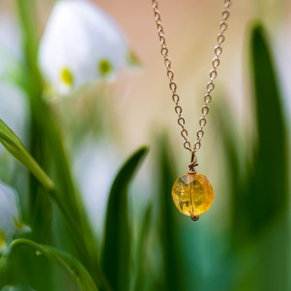 Citrin Kette vergoldet | Boho Halskette | goldene Edelsteinkette | Spirituelles Geschenk | Edelsteinschmuck |Spiritueller Schmuck