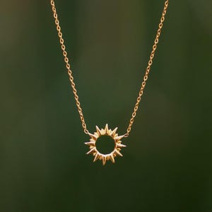 Golden sun necklace 18-carat gold-plated Spiritual gift Golden hippie  necklace Golden boho necklace Filigree sun necklace