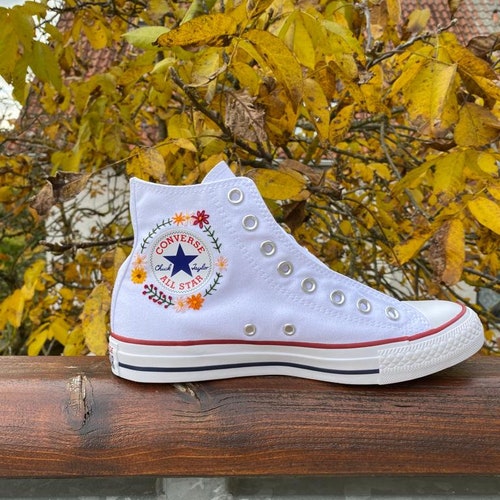 Embroidered Platform Converse High Tops Etsy
