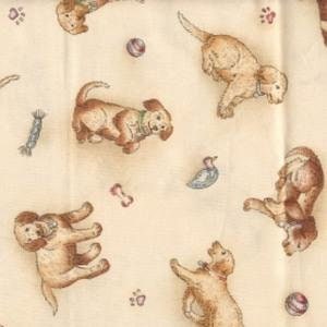 Dogs on Ivory Cotton Fabric Fat Quarter