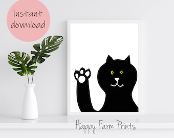 Black Cat Print Wall Art Poster Art Print Cat Print Wall Decor Wall Art Cat Lover Gift Black Cat Portrait Art Print Cat owner