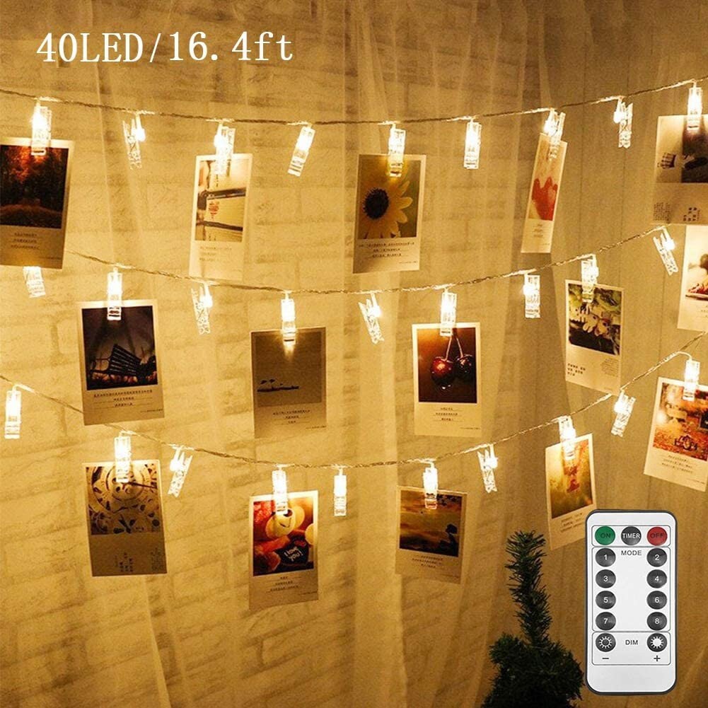 Twinkle Star 10 ft 20 LED Photo Clips String Lights Battery Operated Fairy  String Lights with Clips for Hanging Pictures, Cards, Artwork