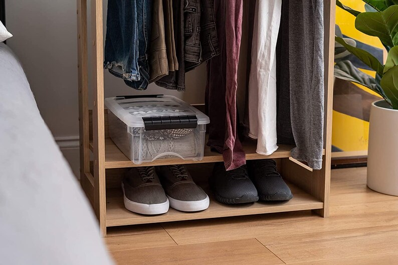 Small Open Wood Clothing Rack for Small Spaces, Clothes Rack With