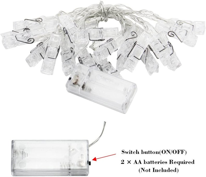 10 Ft 20 LED Photo Clips String Lights Battery Operated Fairy String