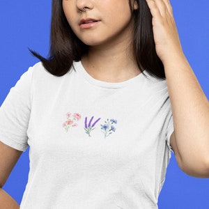 Wildblumen bisexuell unisex T-Shirt | Stolz | Regenbogen | Aquarell Kunst | lgbtq | schwul lesbisch queer bi ace trans | Gleichheit | Liebe ist Liebe