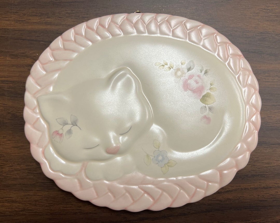PFALTZGRAFF TEA ROSE Cat on A Rug Oval Trivet Wall Hanging Etsy
