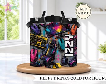 Gamer water bottle for boy, Custom PC gamer water bottle, boy who loves games, streamer water bottle, Gift for son, Computer gamer cup