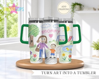 Custom child’s drawing 40oz tumbler, customize with kids drawing, Mother’s Day gift, Father’s Day gift, Turn drawing into tumbler, 40 ounce