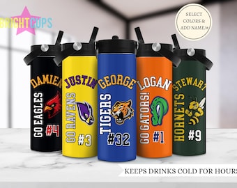 Botellas de agua deportivas personalizadas, botellas de agua para equipos deportivos infantiles, vasos de baloncesto juveniles personalizados, regalo para entrenador, vasos de equipo con logotipos y nombres.