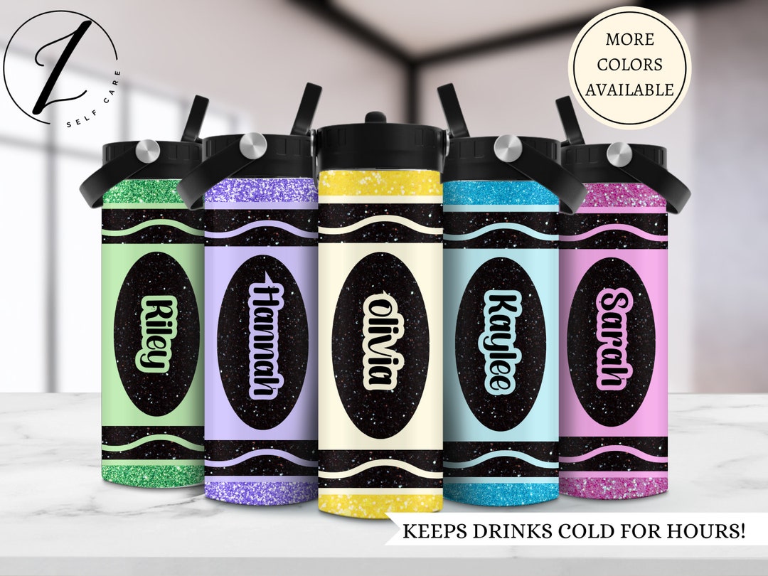 Crayon Personalized Kids Water Bottle, Back to School Water Bottle for ...