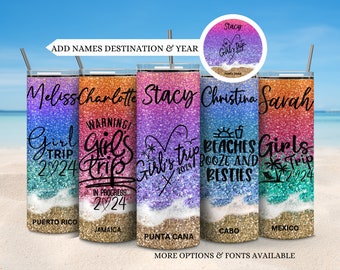 Girl group trip vacation tumblers, All girls trip tumblers, Personalized Birthday trip cups, Girls vacation trip cups, Matching tumblers