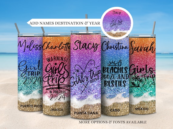 Girl group trip vacation tumblers, All girls trip tumblers, Personalized Birthday trip cups, Girls vacation trip cups, Matching tumblers