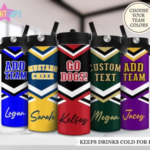 Cheer team water bottles, Insulated cheerleader sports bottle, Custom gift for cheer leader, Competition gift, Middle school cheer team cups