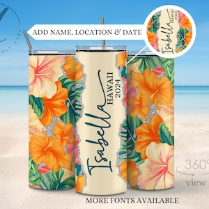 Island vacation tumbler, Family Vacation tumbler, personalized destination vacation tumbler, Hawaii cup for girls trip, Beach vacation cup