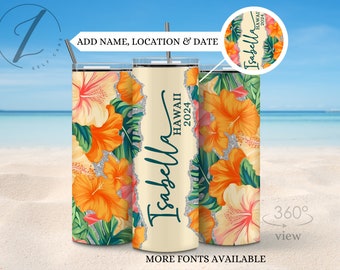 Vaso de vacaciones en la isla, vaso de vacaciones familiares, vaso de vacaciones de destino personalizado, copa de Hawái para viaje de niñas, copa de vacaciones en la playa