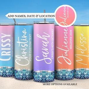 Girls trip matching tumblers, Custom Bachelorette vacation cups, Girls birthday trip cups, Beach vacation tumblers, Family vacation tumblers