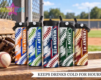 Baseball team water bottles, Personalized kids sports water bottle, Custom team cups, insulated sports cup with custom name, Middle school