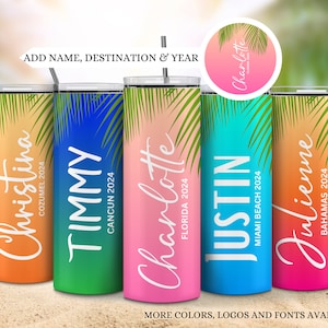 Group vacation tumblers, Family trip tumblers, Girls trip beach cups, Custom vacation tumblers, Summer vacation palm tree tumblers with name