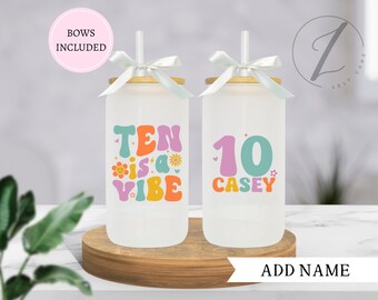 10 es una taza de cumpleaños con vibra, regalo para el décimo cumpleaños, taza personalizada para el cumpleaños de la sobrina, regalo de cumpleaños de dos dígitos para la nieta