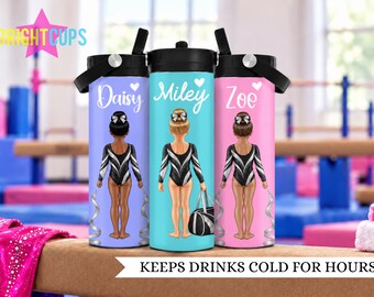 Gymnast water bottle, Custom tumbling water bottle for girls, Kids Gymnastics, Rhythmic class gift, Gift for daughter, Acrobatic gymnast