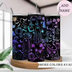 Vaso fantasma de Halloween, vaso Witchy Celestial Skelton, copa de temporada espeluznante, vaso de calabaza holográfica personalizado, vaso de calaveras y huesos