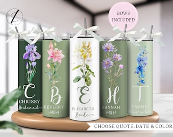 Mint green bridesmaid tumblers, Sage green tumblers with name, Bridesmaid proposal tumblers, Personalized bachelorette party tumblers