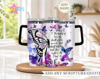 Bible scripture 40oz tumbler, custom Bible quote tumbler, Personalized quote 40oz, Custom 40 ounce cup, Christian gifts with name, Baptism