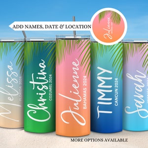 Personalized vacation tumblers, Custom tumblers for family vacation, Family vacation cups with custom name, Beach vacation tumblers