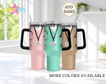 Nurse 40 oz tumbler, Personalized RN tumbler, Gift for nurse practitioner, 40 ounce with handle, Custom insulated medical student cup