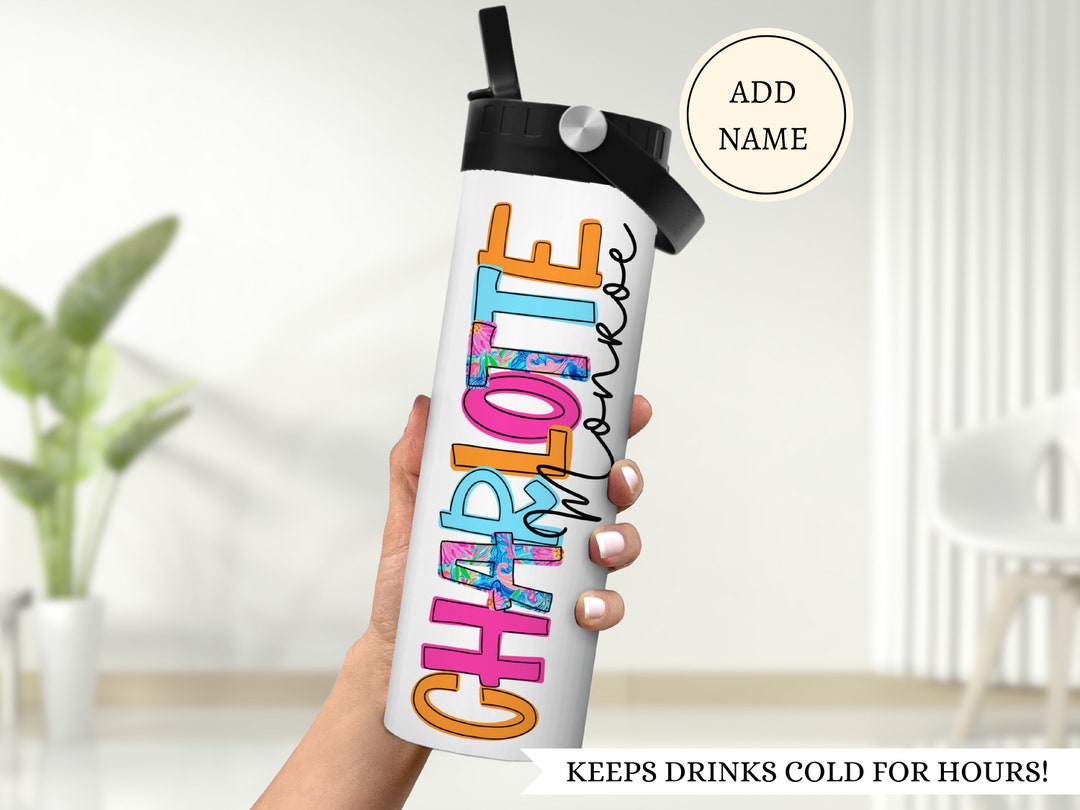 Colorful Custom Water Bottle for Kids, Personalized Name School Water ...