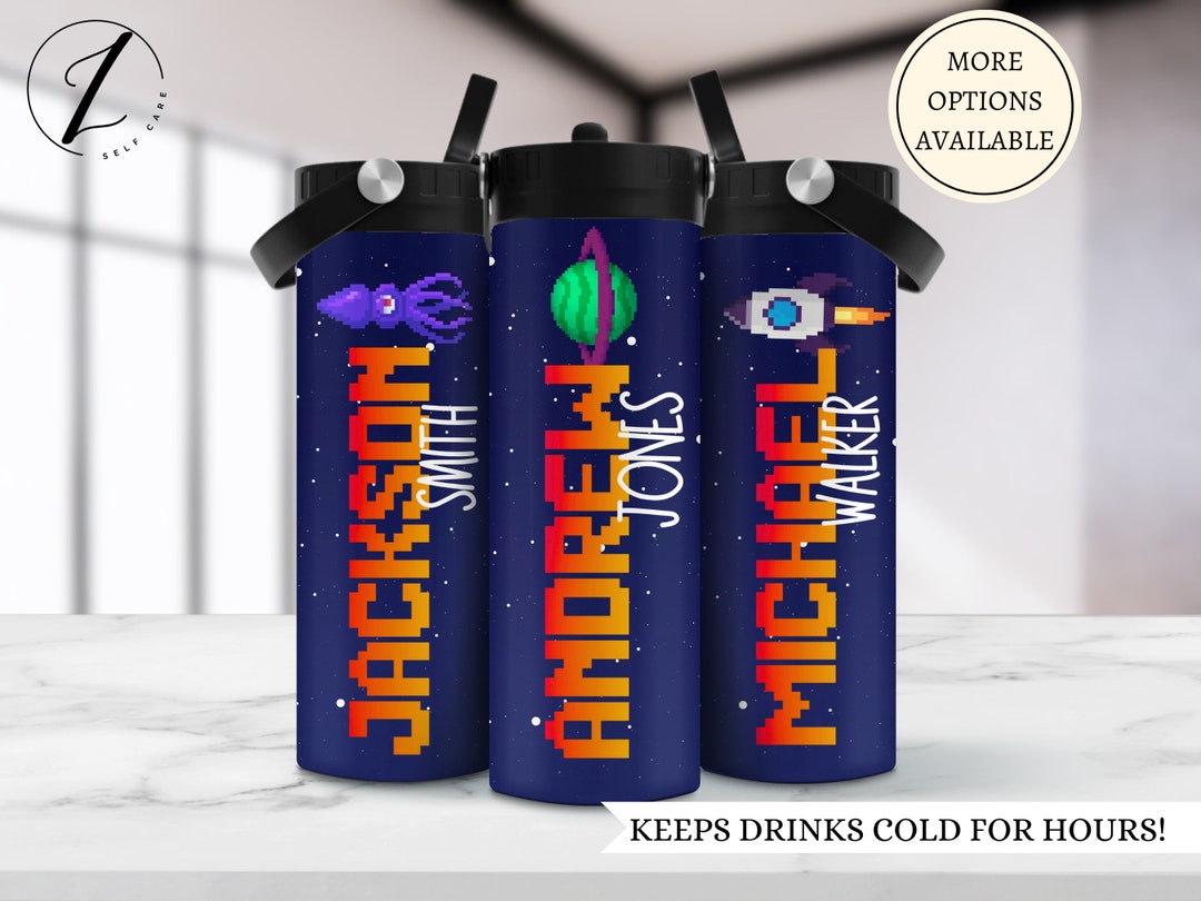 Custom Kids Water Bottle, Arcade Game Water Bottle With Name ...