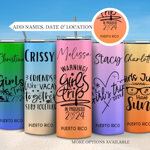 Girl group trip vacation tumblers, Birthday vacation girls trip cups, Girls trip tumblers, Custom matching cups for best friend vacation