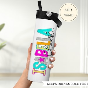 Kids water bottle for school, Personalized water bottle for kids, Custom water bottle with name, Colorful neon water bottle for girls