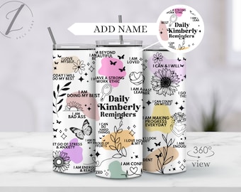 Vaso de afirmaciones diarias, taza de recordatorios diarios para ella, vaso de citas positivas, vaso motivacional edificante, taza de café personalizada