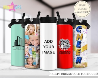 Botella de agua personalizada, Agrega tu propia imagen, Botella de agua personalizada para niños, Botella de agua para equipos deportivos, Logotipo personalizado, Botella de agua de regalo para camiones