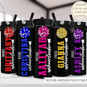 Cheerleader water bottle, Gifts for high school cheer team, Custom water bottle with name, Gift for cheerleader, Personalized sports bottle