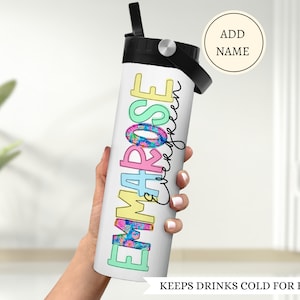 Kids name water bottle, Custom school water cotton for kids, Gift for kids, Personalized kids cup, Insulated water bottle for girl with name