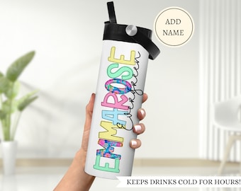Kids name water bottle, Custom school water cotton for kids, Gift for kids, Personalized kids cup, Insulated water bottle for girl with name
