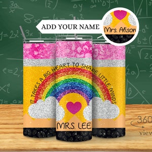 Tumbler for teacher, Personalized name tumbler for teacher, Teacher appreciation gift, Custom cup for school teacher, Glitter Pencil Tumbler