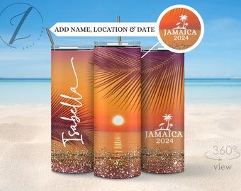 Beach vacation tumbler, Personalized tumbler for vacation, Family's vacation tumbler, Custom girls trip tumbler, Personalized girls trip cup