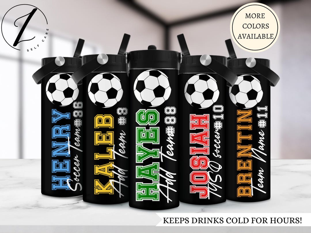 Soccer Team Insulated Water Bottle for Boys, Gift for Soccer Player ...