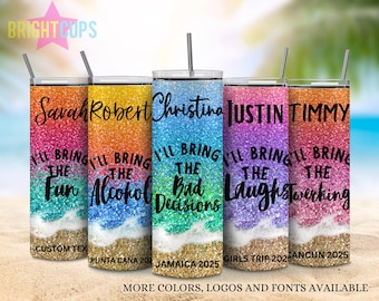 Vasos de vacaciones de cumpleaños, Vasos para viajes de chicas, Vasos de vacaciones grupales personalizados a juego, Vasos divertidos con nombre, Viaje de chicas a Cancún