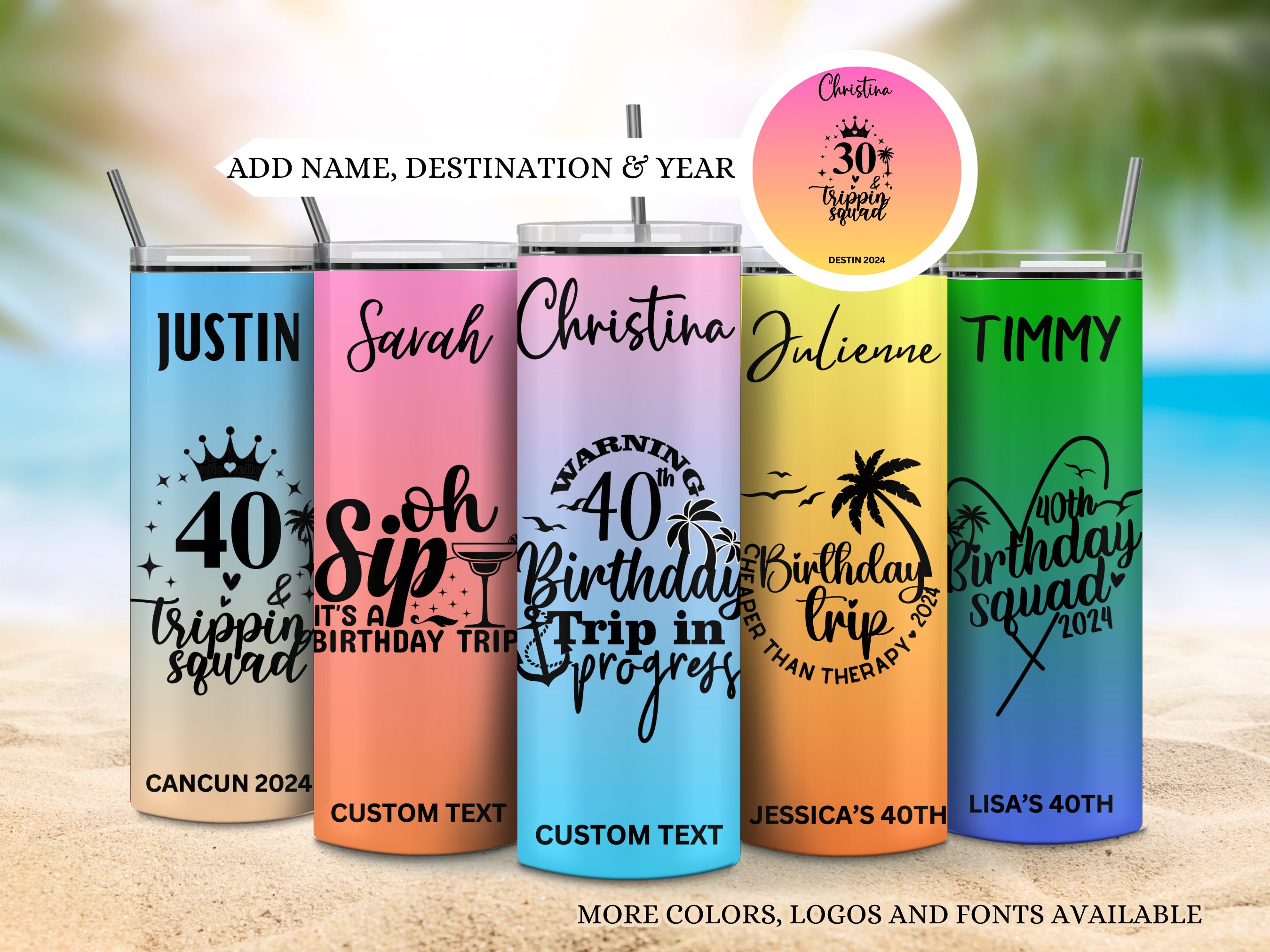 Girl Group Birthday Trip Tumblers, 40th Birthday Vacation Tumblers,  Matching Group Trip Cups, Family Vacation Cups, 40th Birthday Trip Cups -  Etsy