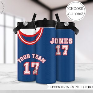 Custom basketball jersey water bottle, School sports team waterbottle, Gift for basketball player, Custom cup with name, Sports team cup