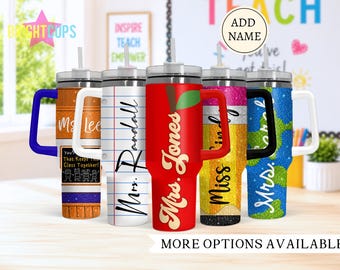 40oz tumblers for teacher, Pencil cup, School teacher personalized tumblers, Composition book cup, Custom 40 ounce with handle, end of year