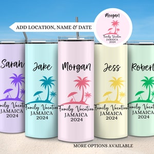 Family vacation tumblers, Personalized group vacation tumblers, Family beach trip tumbler, Custom girls trip cup, Destination family tumbler