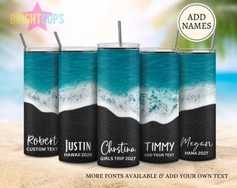 Black sand beach tumblers, Hawaii vacation trip cups, Group vacation cup, Caribbean black sand, Custom beach vacation tumblers, Playa Jardin